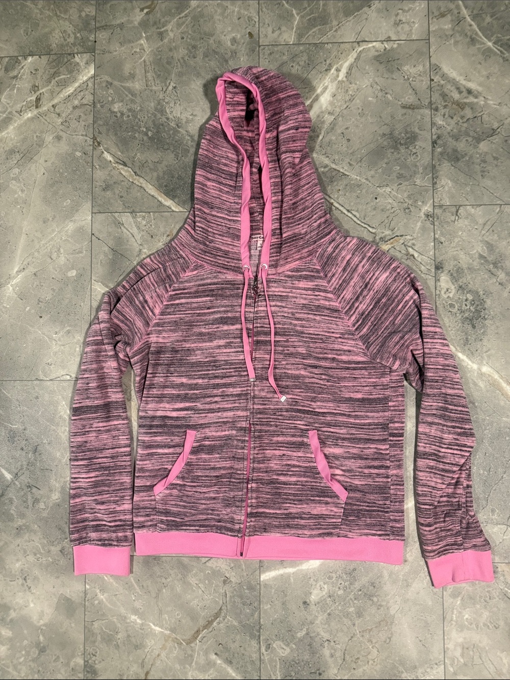 Vintage Juicy Couture Pink Velour Zip Hoodie with Hood